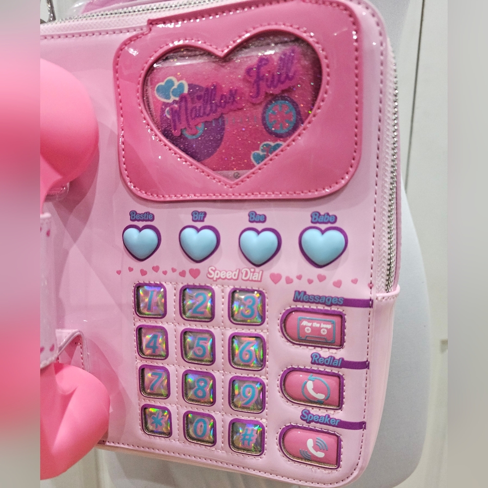 Unique Fun Dolls Kill Sugar Thrillz Pink Phone Love Line Crossbody Bag Purse - Picture 11 of 16